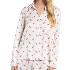 Kate Spade pajamas pink bird print TOP ONLY